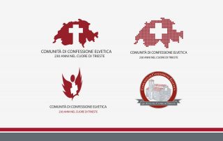 Studio Goina, Trieste. Gafica, fotografia e formazione. Vari studi per il logo del 230° anniversario della Comunità Elvetica di Trieste.