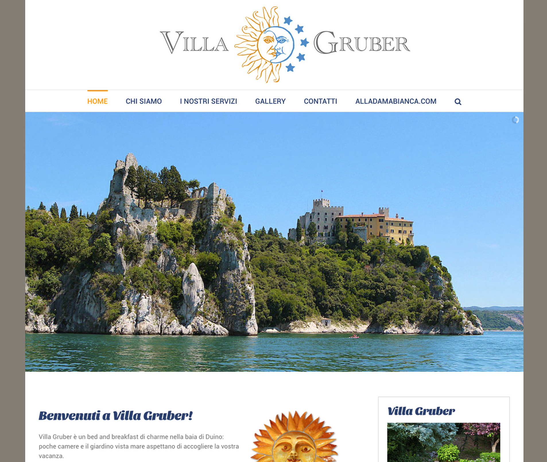 Homepage del sito VILLAGRUBER.COM. Grafica e fotografie di Massimo Goina. STUDIOGOINA.IT
