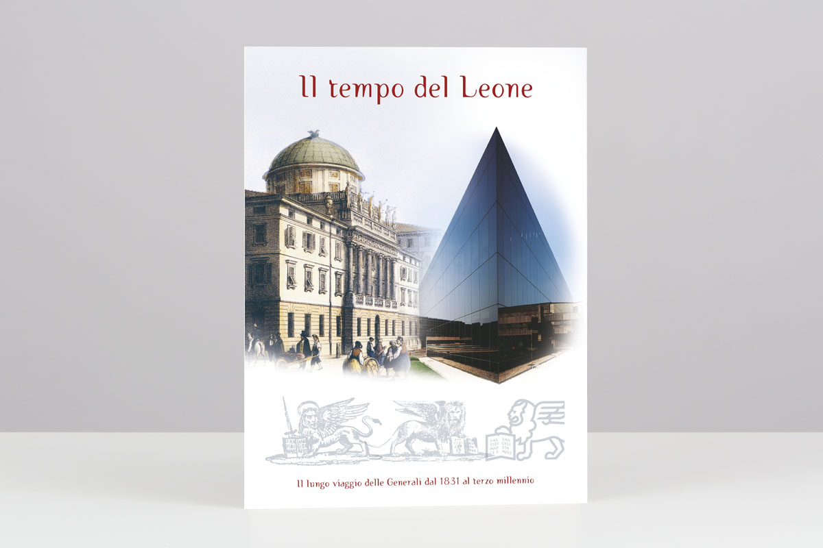 Studio Goina, grafica, fotografia e formazione, Trieste. Ideazione e realizzazione grafica del volume "Il tempo del Leone. Il lungo viaggio delle Generali dal 1831 al terzo millennio", realizzato per il Gruppo Generali, edizione italiana del 2002.