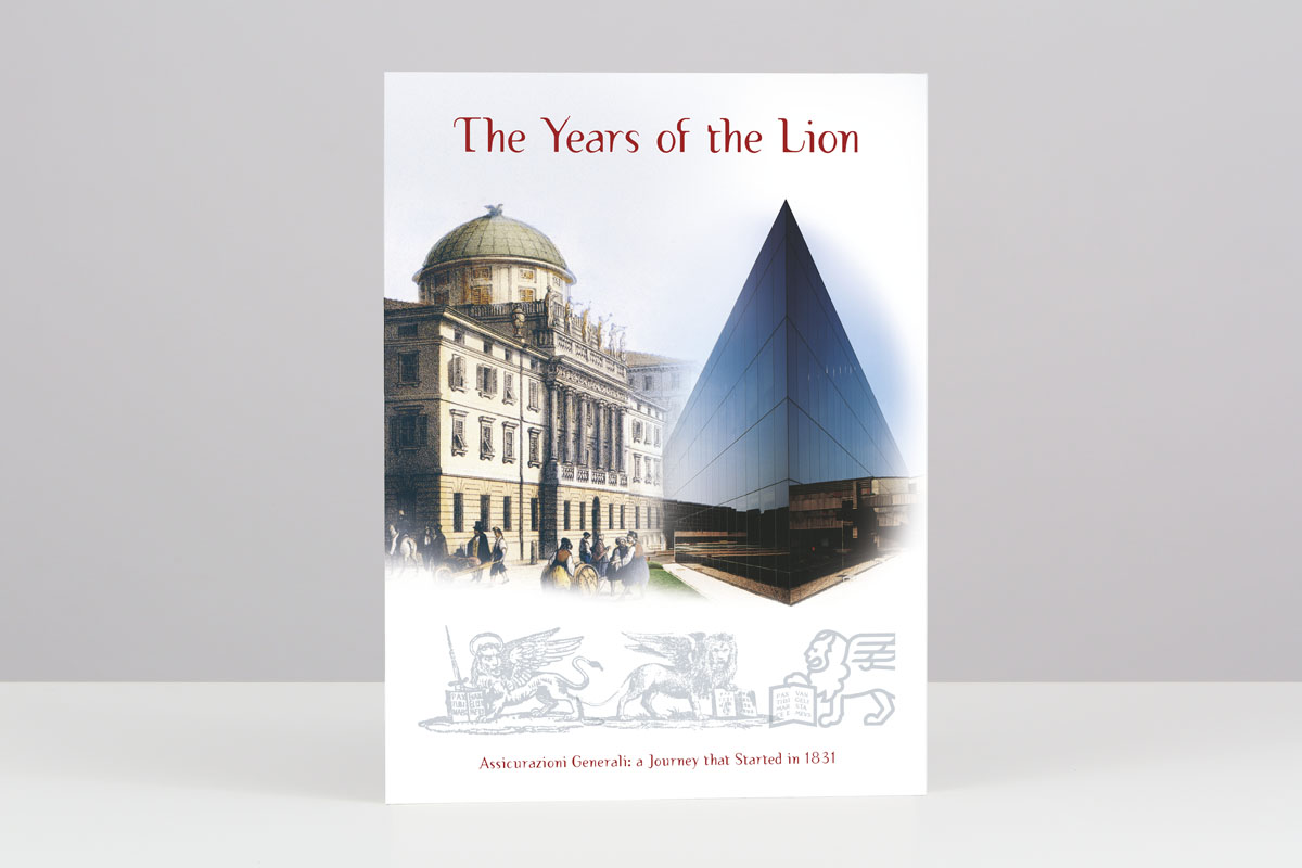 Studio Goina, grafica, fotografia e formazione, Trieste. Ideazione e realizzazione grafica del volume "The Yeras of the Lion" (edizione in lungua inglese de "Il tempo del Leone. Il lungo viaggio delle Generali dal 1831 al terzo millennio", realizzato per il Gruppo Generali, edizione inglese del 2004 distribuita nelle principali sedi internazionali del Gruppo.