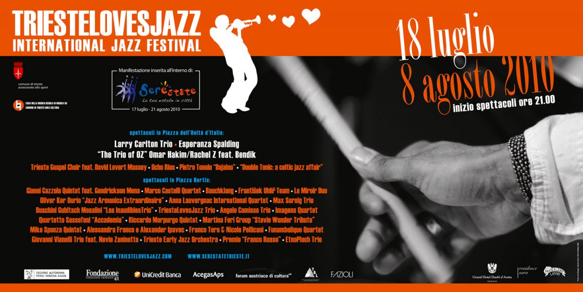 Studio Goina, grafica, fotografia, formazione, Trieste. TriesteLovesJazz 2010 manifesto 6x3 metri. Grafica e foto di Massimo Goina