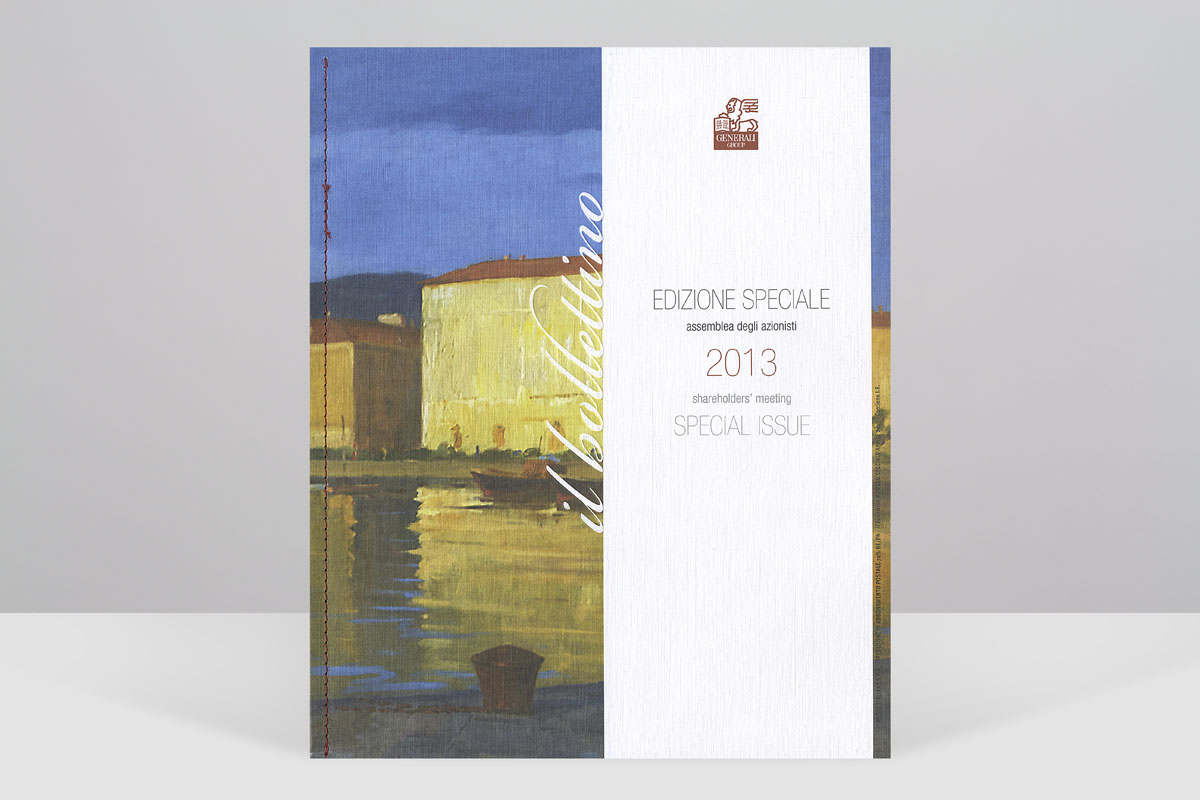 Gruppo Generali "Il Bollettino" edizione speciale 2013. Foto in copertina di Massimo Goina. "Le rive di Trieste" di Roberto D'Ambrosio, Assicurazioni Generali, Trieste.