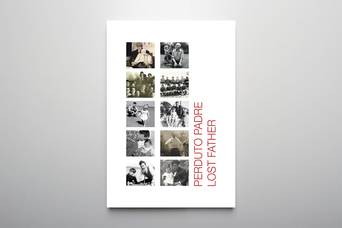 Studio Goina, grafica, fotografia, formazione | Catalogo della mostra "Perduto padre", organizzata da CASA CAVE, 2015. Grafica di Massimo Goina