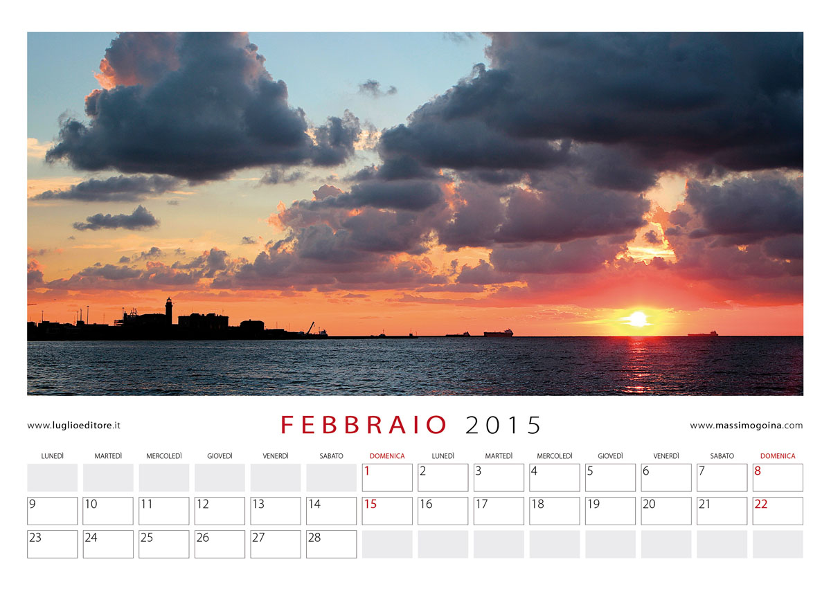 Calendario "Trieste. Orizzonti Emotivi". Foto di Massimo Goina, Edizioni Luglio, 2015