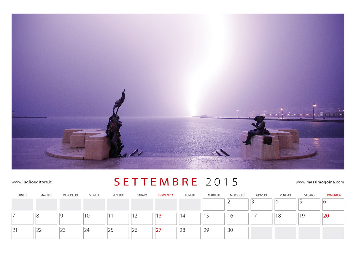 Calendario "Trieste. Orizzonti Emotivi". Foto di Massimo Goina, Edizioni Luglio, 2015
